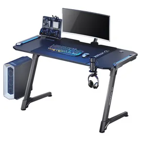 ULTRADESK Stół gamingowy SPACE XXL V2 BLACK, 144x70 cm, 75 cm, podświetlenie LED RGB z panelem dotykowym